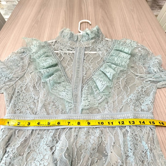 NWOT Gorgeous Vintage Lace Sequin Mesh Ruffle Patchwork Tulle Dress - Picture 5 of 8